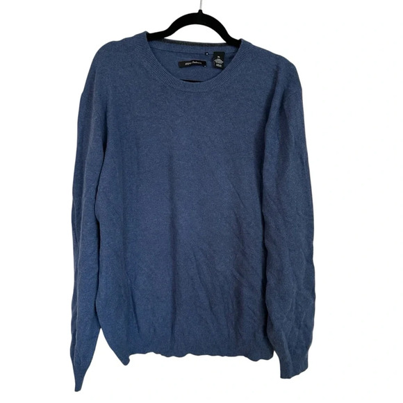 Men’s Long Sleeve Navy Blue 100% Cashmere Ribbed Crewneck Sweater Size XL GUC - Picture 1 of 5